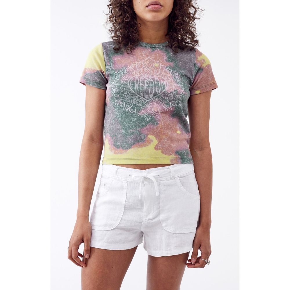 BDG Urban Outfitters White Linen Blend Drawstring Cargo Shorts Womens | Medium